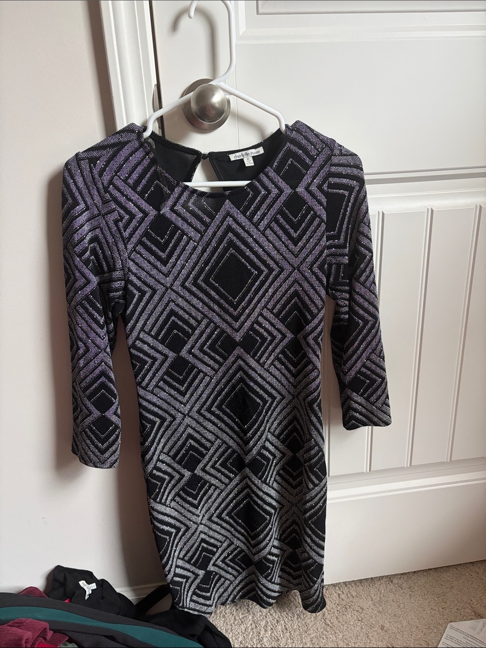 Black and Silver Geometric Sheath Dress